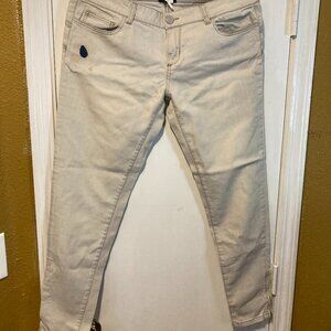 NEW Twin Set women's size 33 light stone wash hand distressed ankle zipper jeans